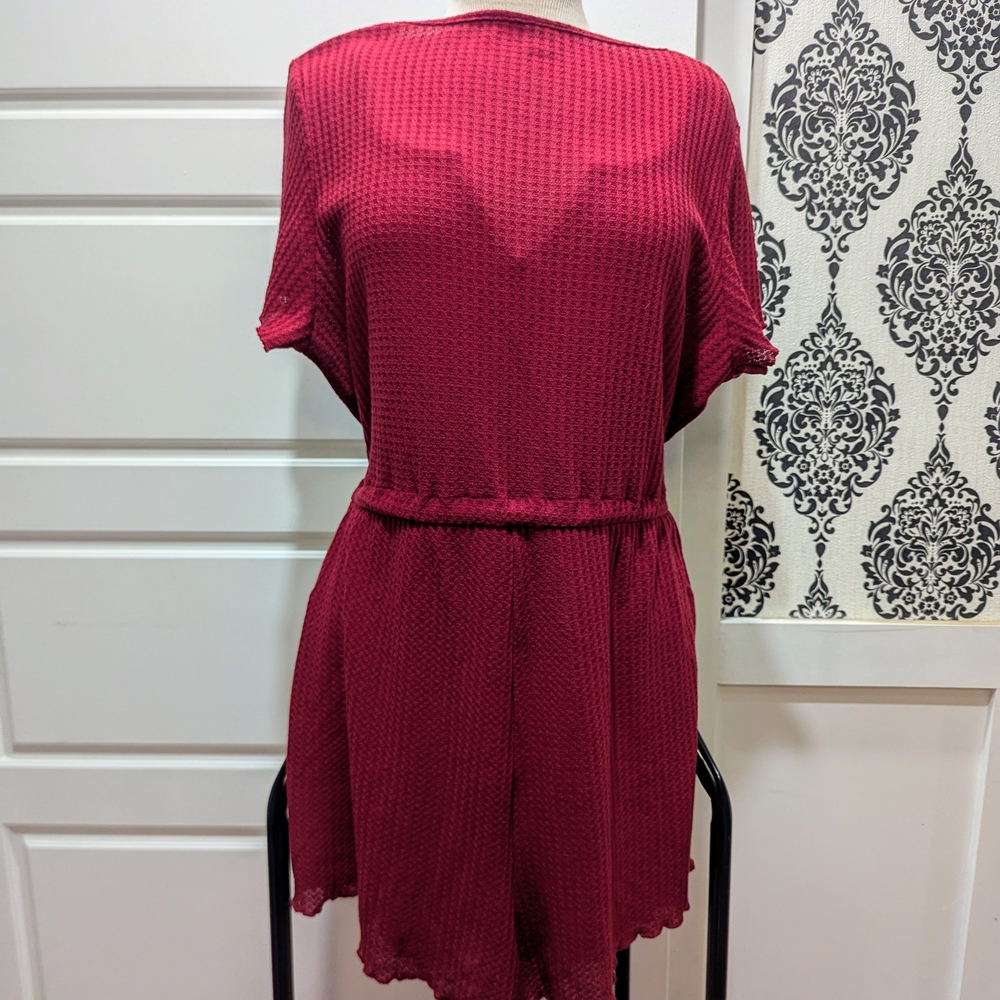 SHEIN Red Textured Romper - Picture 3 of 5